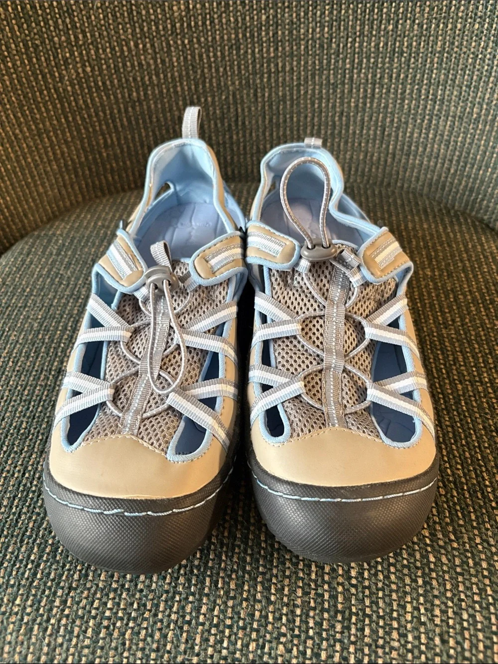 J-41 Women's Light Blue and Beige Outdoor Bungee Sandals